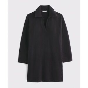 Abercrombie & Fitch Black Long-Sleeve Collared Sweater Mini Dress Women Size M